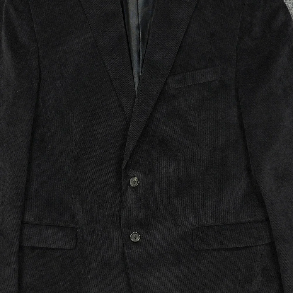 Chaps Blazer Mens 44R Black Corduroy Two Button Stretch Sport Coat Classic‎ Fit